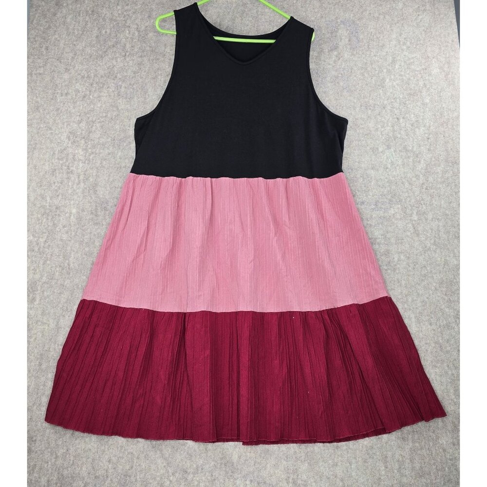 Color Block Womens Sleeveless Dress Black/Pink/Burgundy 5XL Polyester Blend